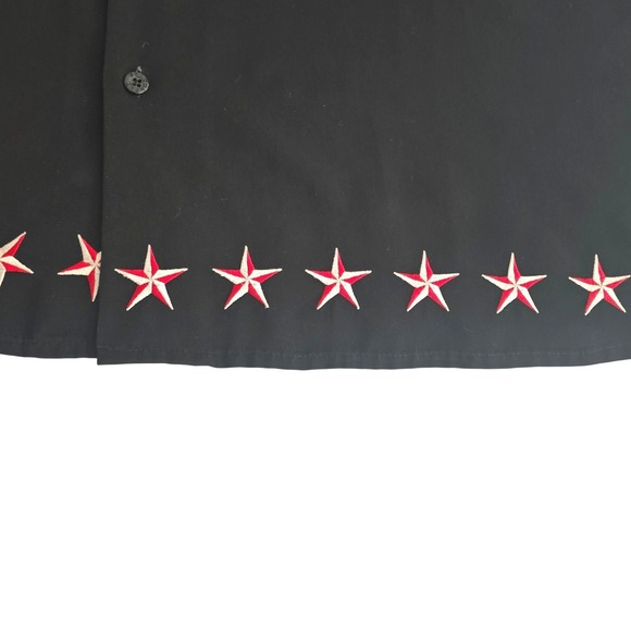 Vintage 90's Dragonfly Mens XL Black Nautical Star Embroidered Button Up Shirt - Picture 4 of 11